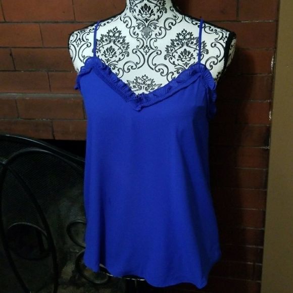 Royal Blue Ruffle Top - Picture 1 of 4